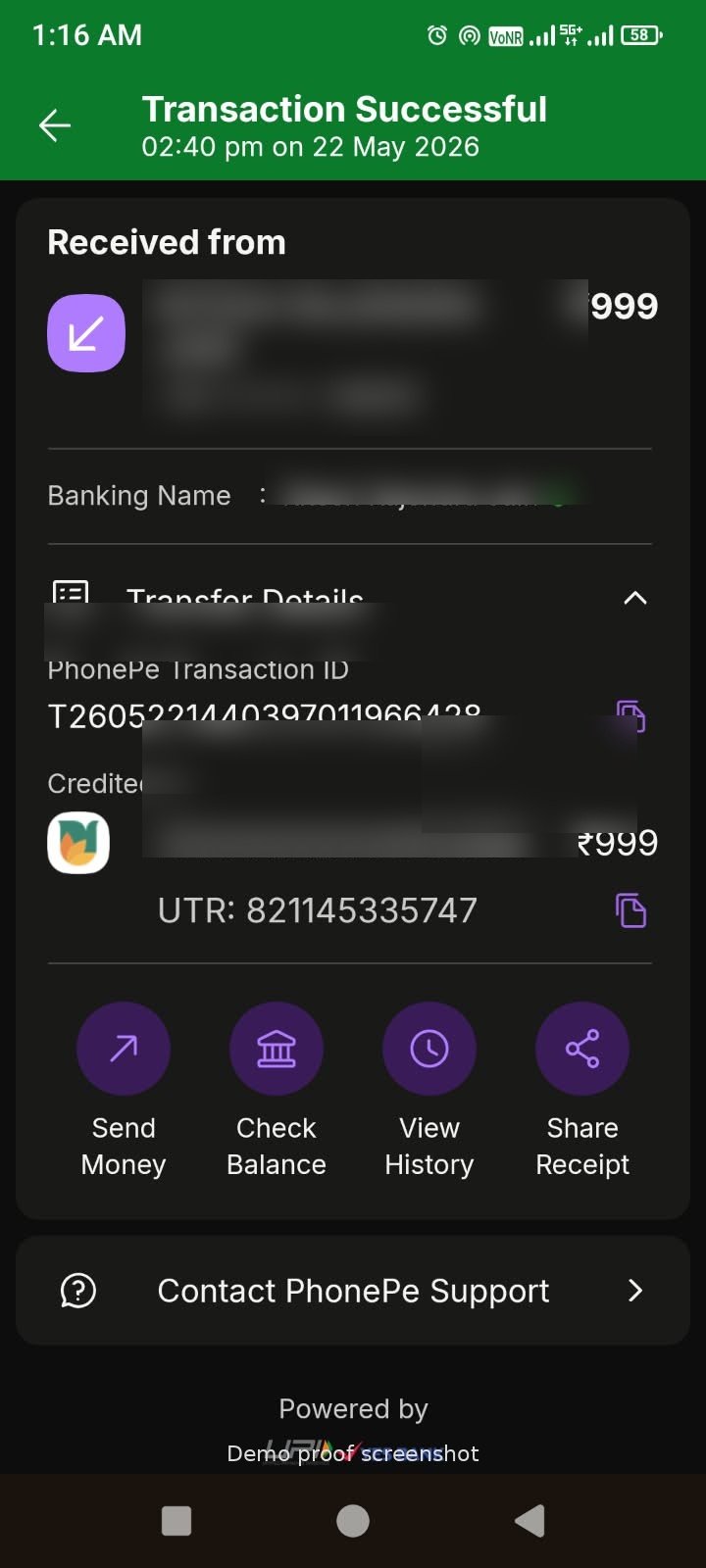Payment confirmation