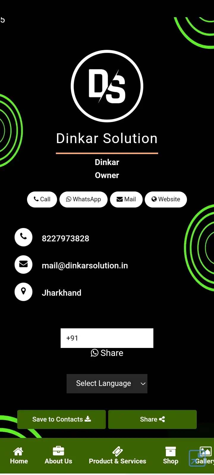Digital Visiting Card template