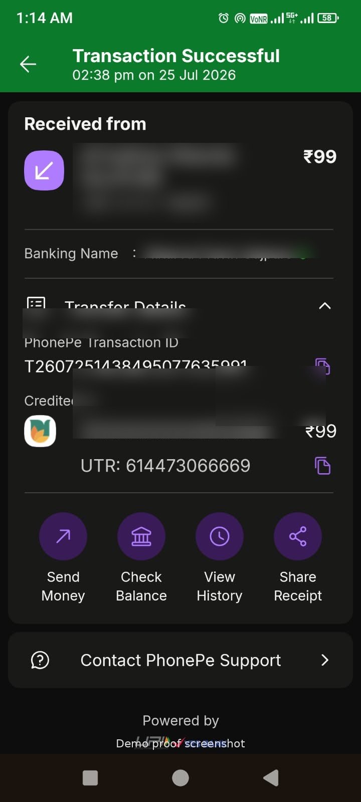 Payment confirmation