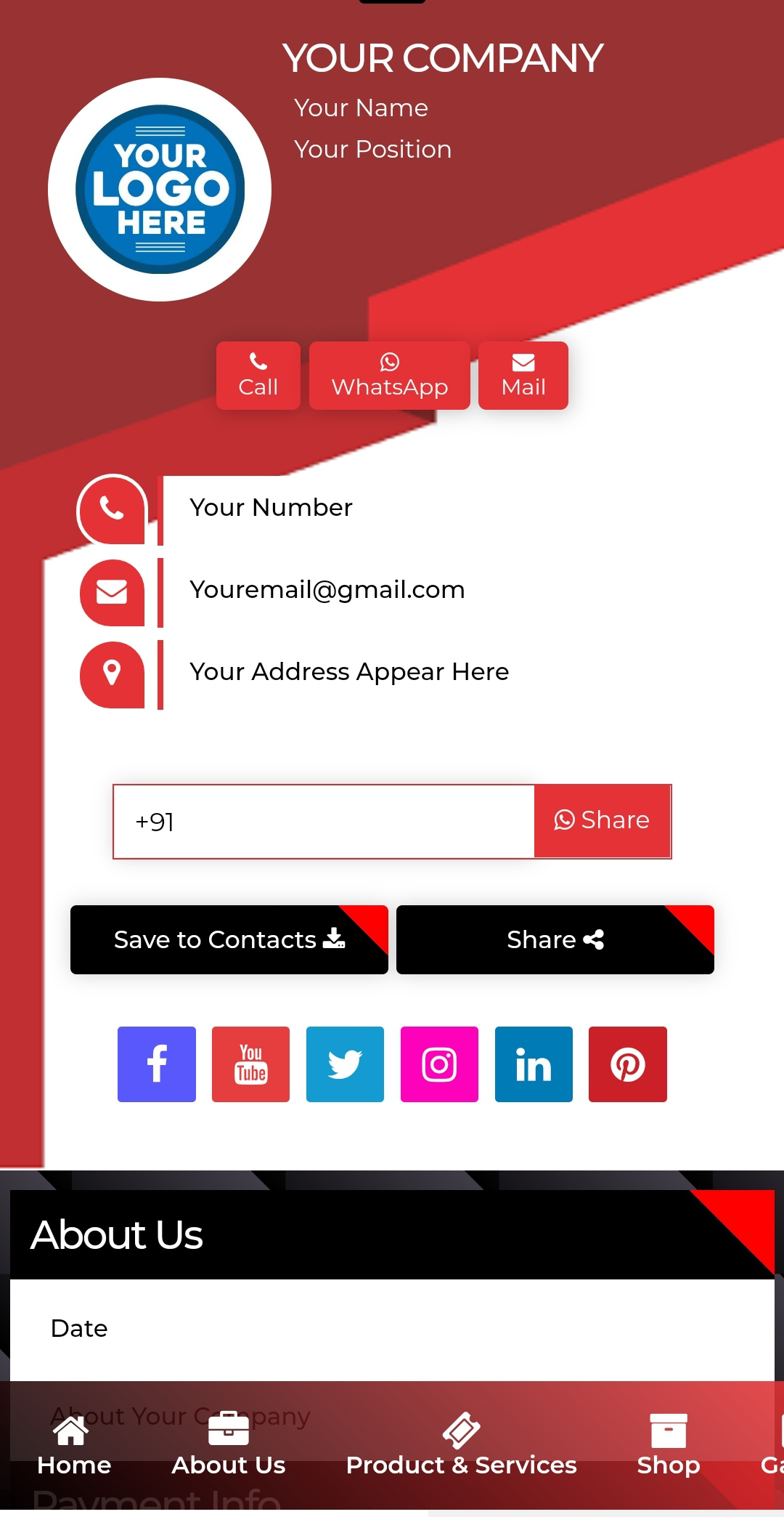 Digital Visiting Card template