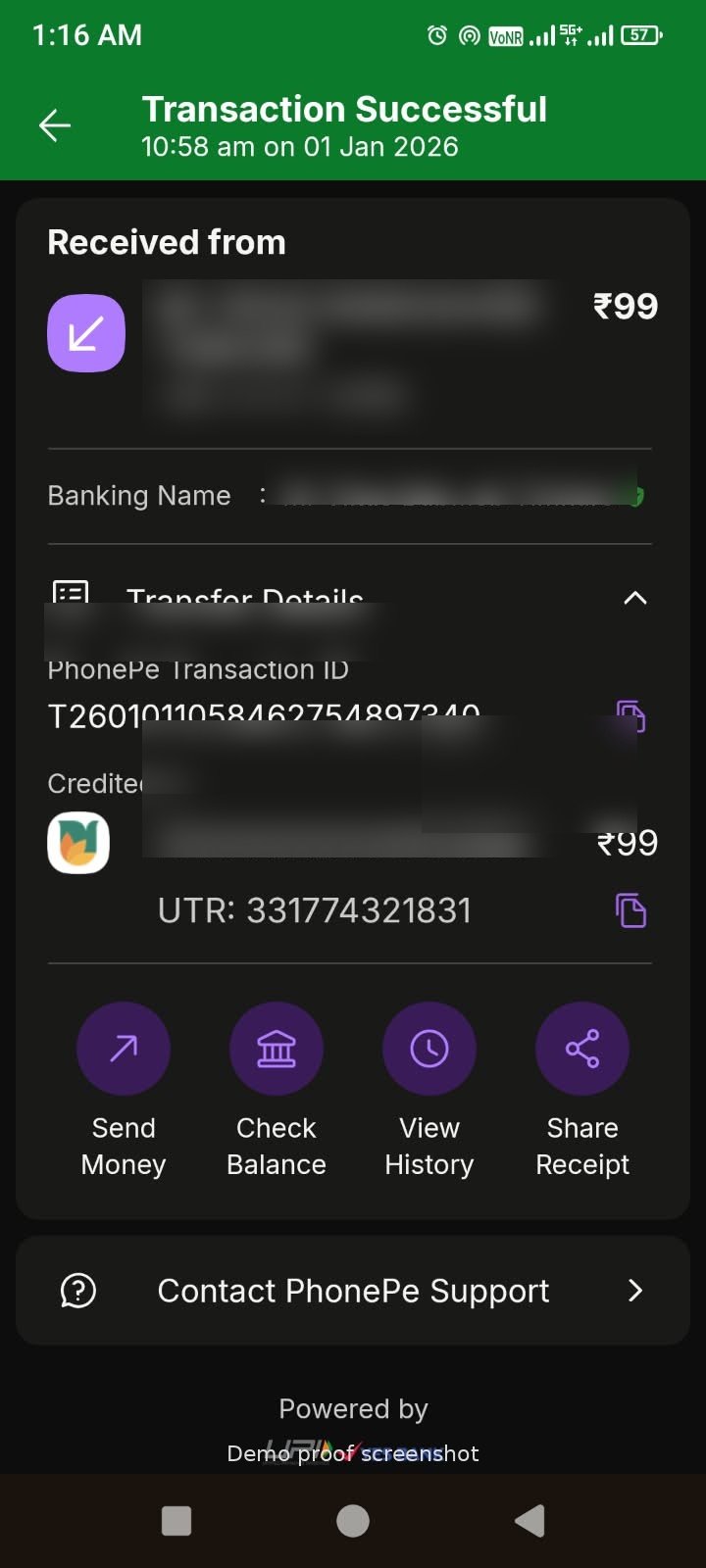 Payment confirmation