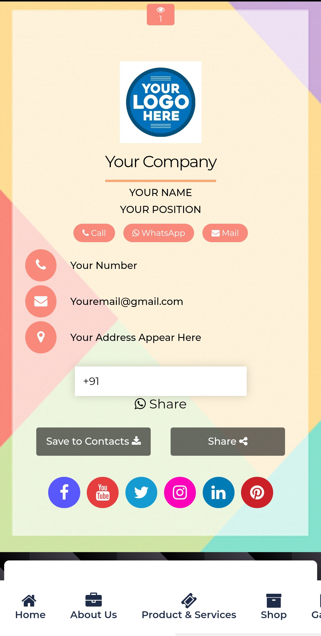 Digital Visiting Card template