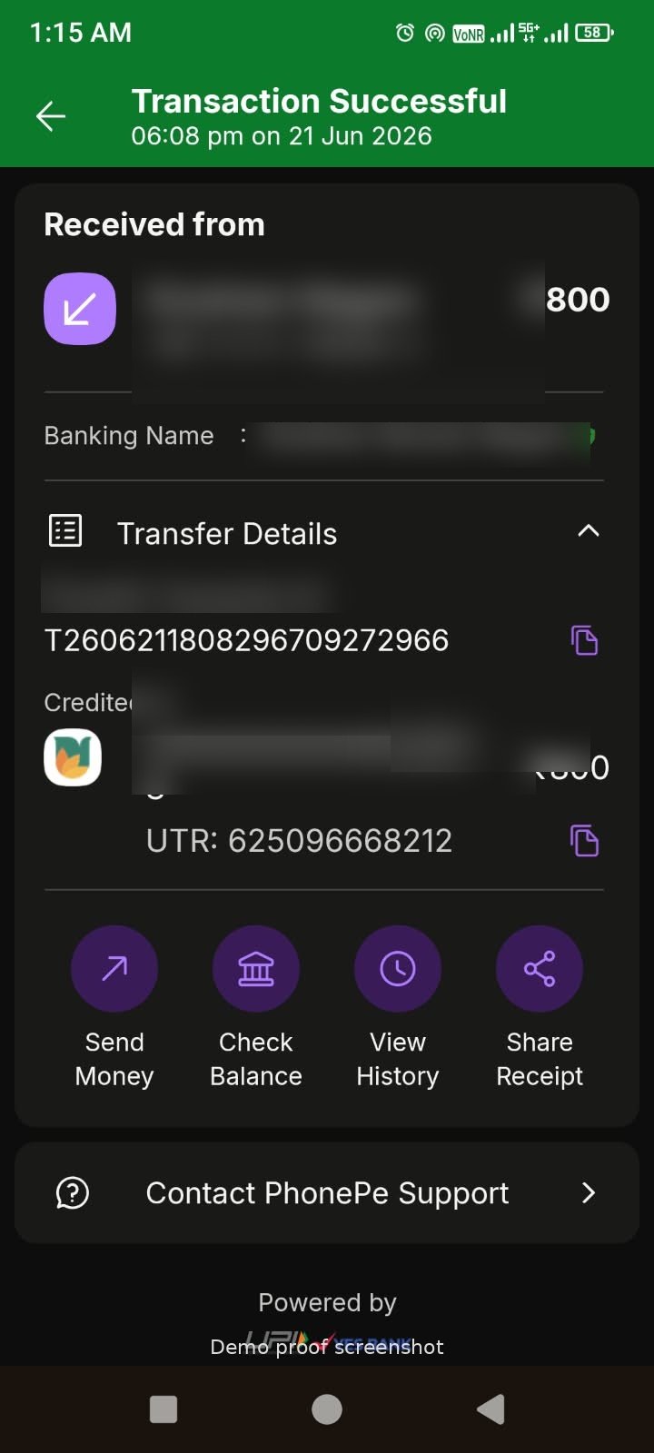 Payment confirmation