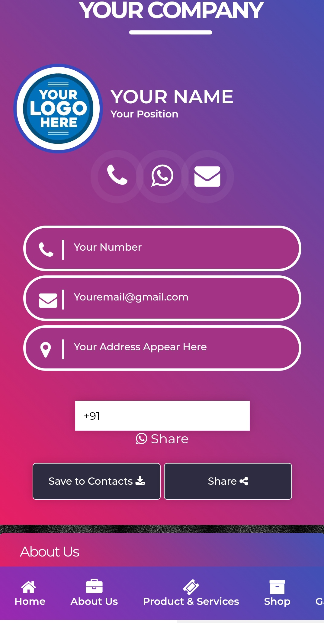 Digital Visiting Card template