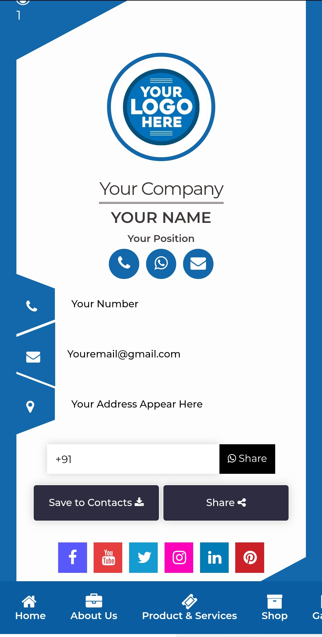 Digital Visiting Card template