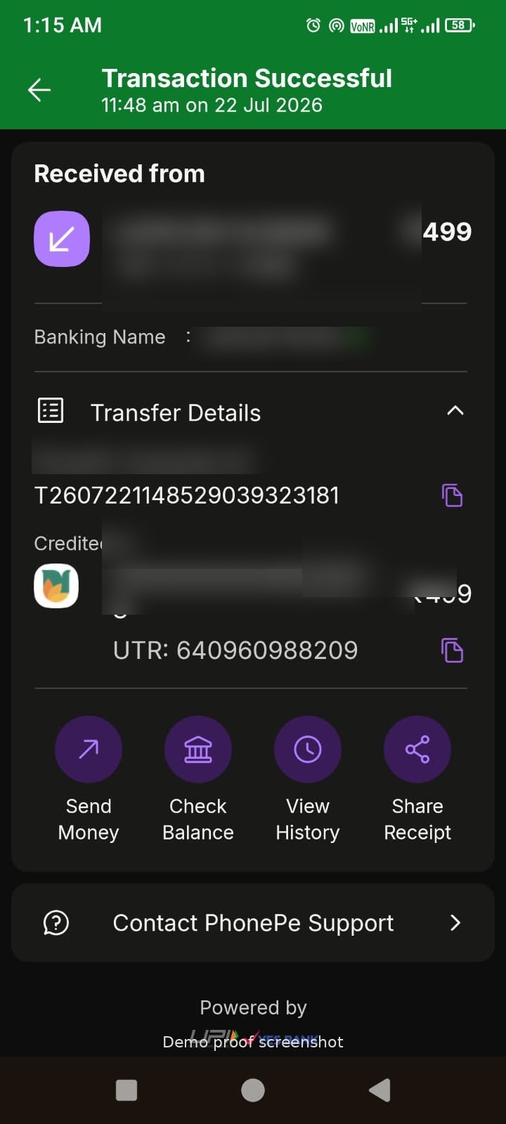 Payment confirmation