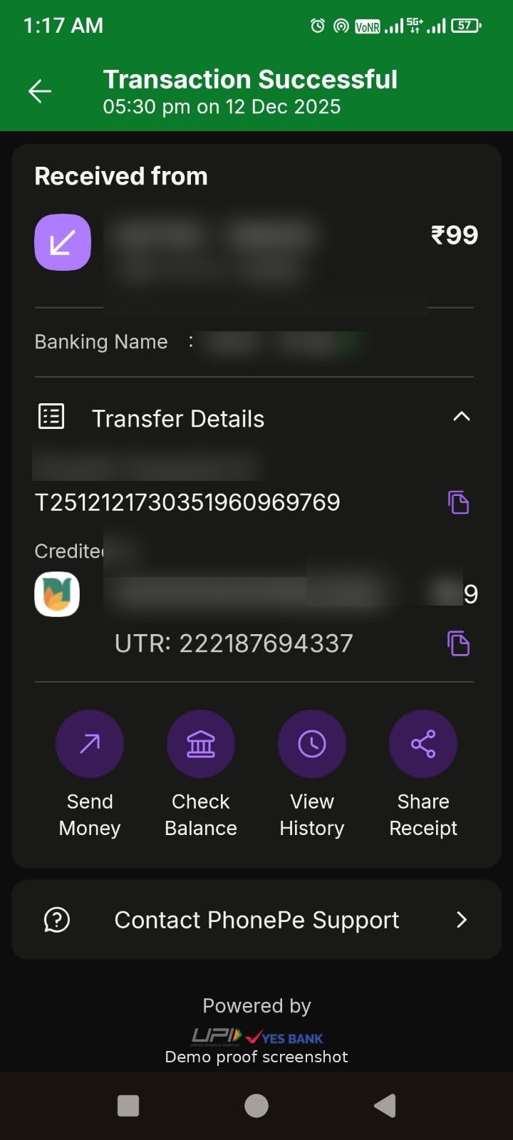 Payment confirmation