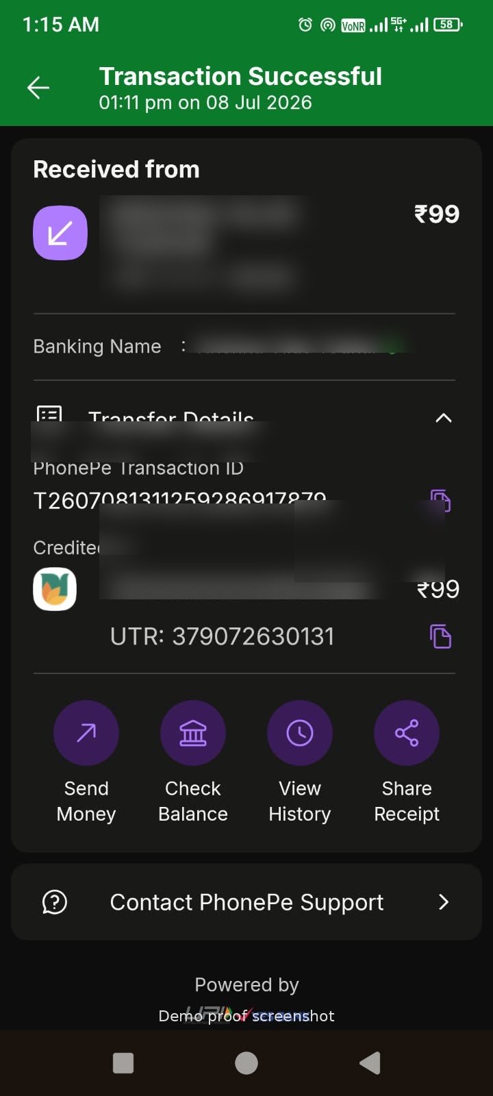 Payment confirmation