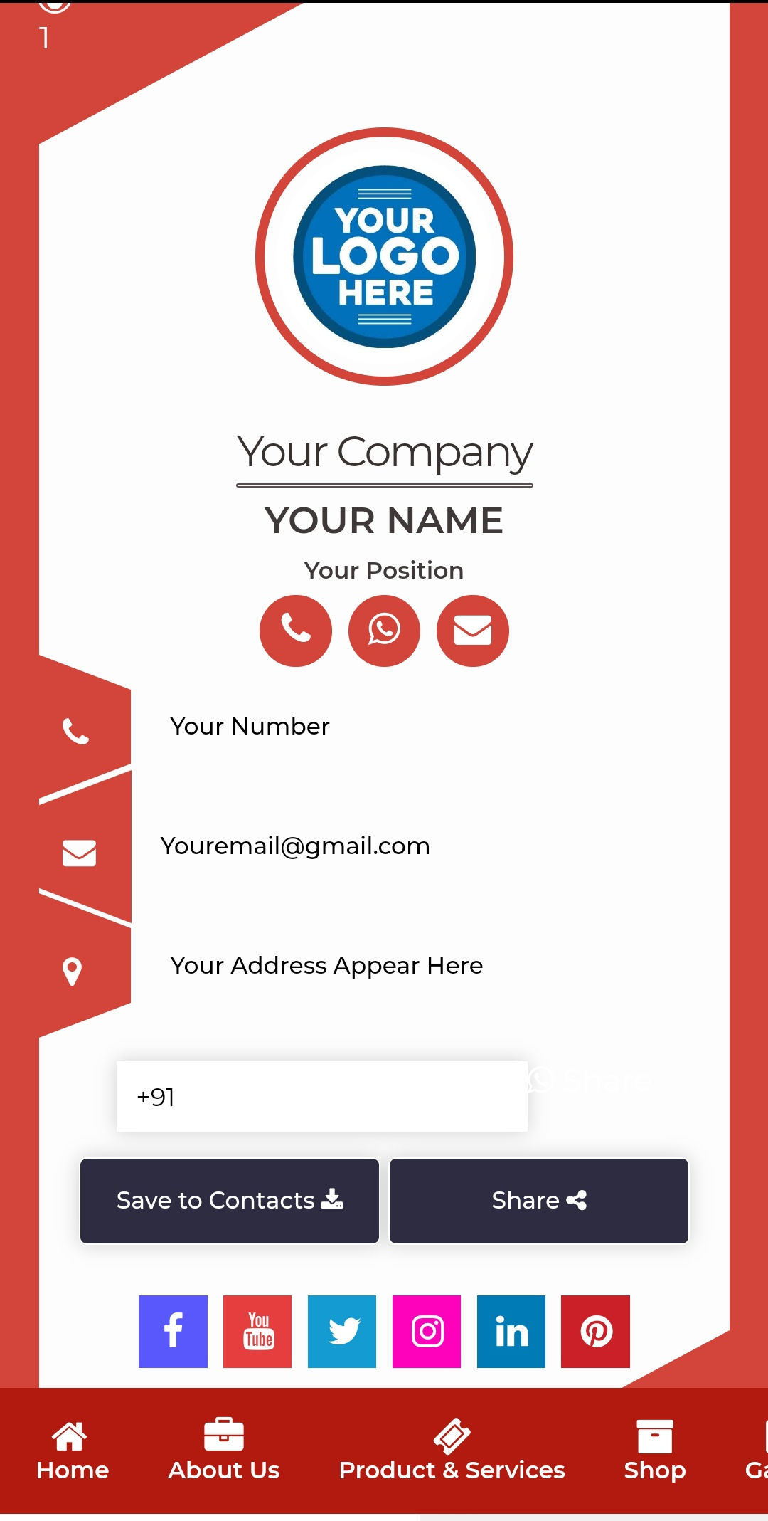 Digital Visiting Card template