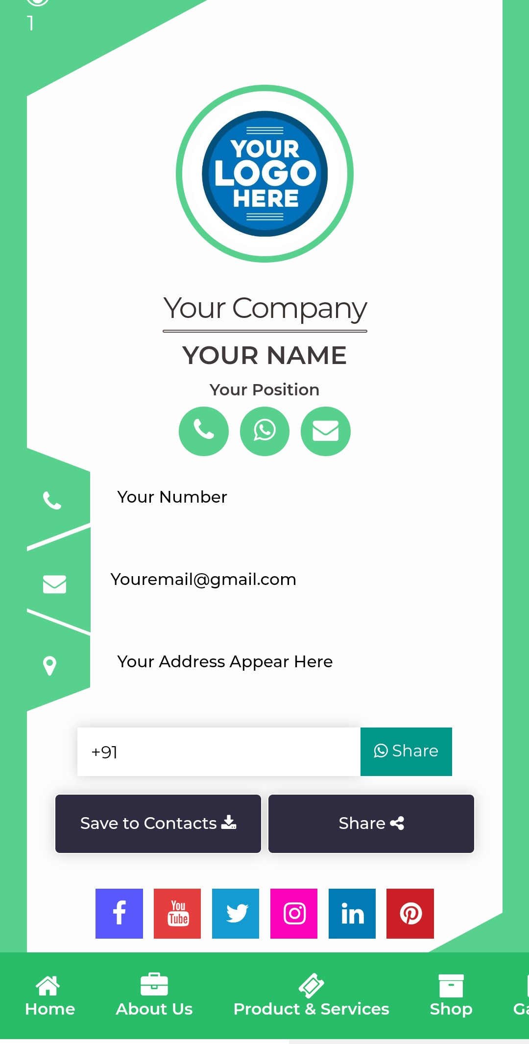 Digital Visiting Card template
