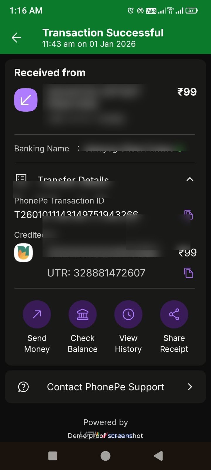 Payment confirmation